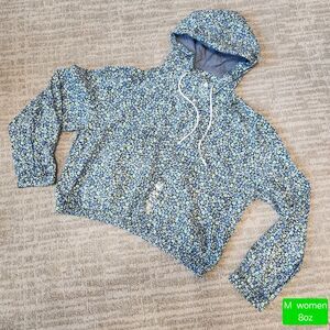 Tommy Hilfger women's lightweight pullover hood jacket blue floral size M